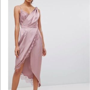 Satin lace midi dress